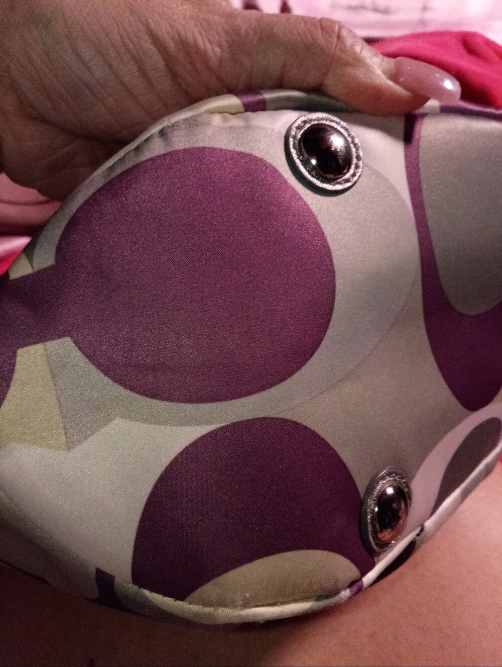 Coach Purple Multi Signature Tote with Silver Handles - Picture 4 of 7